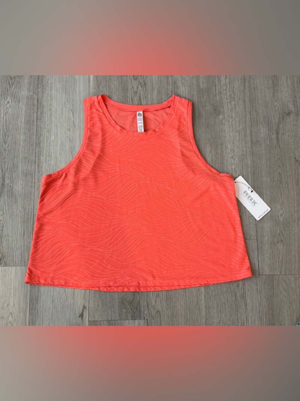 RBX Women’s Pink Coral Textured Cropped Athletic Tank Top Size XL NWT.
